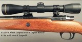 FN MAUSER 243 WIN.- LATE 1950's- BELGIUM LIGHTWEIGHT DELUXE SPORTER- 6 X LEUPOLD- CLAW EXTRACTOR- 97% ORIG BLUE- 85% ORIG WOOD- 22