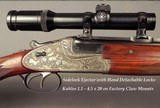 MERKEL 9.3 x 74R SIDELOCK SUHL MADE in 1977- EXC GAME SCENE ENGRAVING- FACTORY CLAW MOUNTS w/ KAHLES 1.1 x 4.5- MODEL 223E- OVERALL 96%- 98% ENGRAVED - 3 of 8