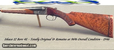 ITHACA 4E 12 NID- TOTALLY ORIG & REMAINS at 96% COND- FINISHED OCT. 16, 1946- 98% ORIG CASE COLORS- EXC WOOD- SST- TRY to FIND ONE BETTER- 26