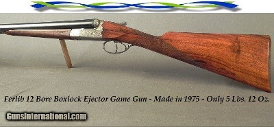FERLIB 12 BORE BOXLOCK GAME GUN- 1975- 27 5/8