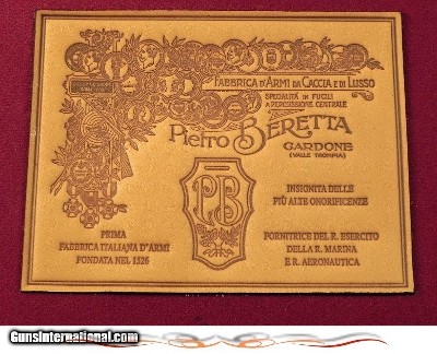 BERETTA 20 PREMIUM GRADE ASEL- OUTSTANDING WOOD- GAME SCENE ENGRAVED- #15 of 28- FINISHED in 2005- 30