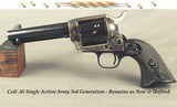 COLT .45 SINGLE ACTION ARMY - 3rd GENERATION - REMAINS UNFIRED with the CASE & PAPERS - 99.9% BLUE & 100% CASE COLORS - MADE in 2003 - 4 3/4