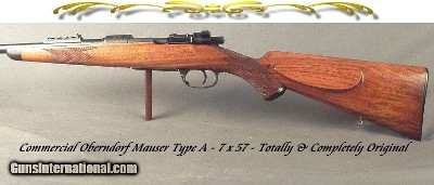 MAUSER 7 x 57- COMM. OBERNDORF TYPE A- TOTALLY ORIG- EVERY SERIAL # MATCHES- BORE as NEW- NEVER DRILLED or TAPPED- 1912- EVERY TYPE A FEATURE- 5 LEAF