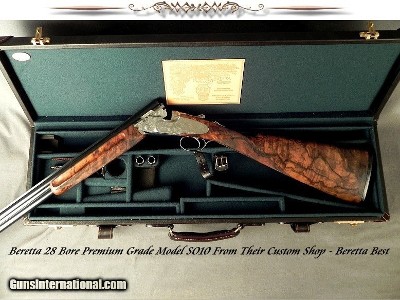 BERETTA 28 BORE SO10 PREMIUM GRADE SIDELOCK- COMPLETE GAME SCENE ENGRAVED- FINISHED JAN, 30, 2006- 28