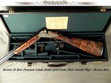 BERETTA 28 BORE SO10 PREMIUM GRADE SIDELOCK
COMPLETE GAME SCENE ENGRAVED
FINISHED JAN, 30, 2006
28" SOLID RIB Bbls.
EXHIBITION WOOD
5 Lbs. 9 Oz.