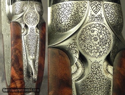 BERETTA 28 BORE SO10 PREMIUM GRADE SIDELOCK- COMPLETE GAME SCENE ENGRAVED- FINISHED JAN, 30, 2006- 28