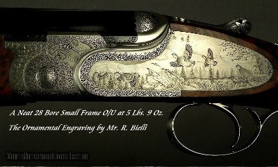 BERETTA 28 BORE SO10 PREMIUM GRADE SIDELOCK- COMPLETE GAME SCENE ENGRAVED- FINISHED JAN, 30, 2006- 28