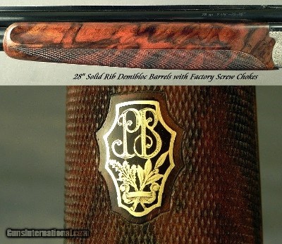 BERETTA 28 BORE SO10 PREMIUM GRADE SIDELOCK- COMPLETE GAME SCENE ENGRAVED- FINISHED JAN, 30, 2006- 28