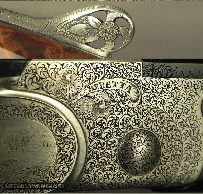 BERETTA 28 BORE SO10 PREMIUM GRADE SIDELOCK- COMPLETE GAME SCENE ENGRAVED- FINISHED JAN, 30, 2006- 28