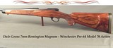 DALE GOENS 7mm REM. MAG.- PRE-64 MOD 70 ACTION- CLASSIC STYLE with VERY NICE WORKMANSHIP- GOENS WRAP AROUND FLEUR-DE-LIS CHECKERING with RIBBONS