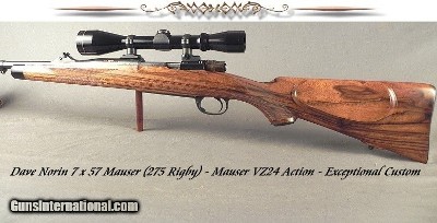 DAVE NORIN- 7 x 57 MAUSER- COMPLETE NORIN TRUE CLASSIC- VZ24 MAUSER ACTION- EXC METAL & WOOD DETAIL- BLACKBURN TRIGGER & BOTTOM METAL- EXC DETAIL-SOLD - Image 1 of 9