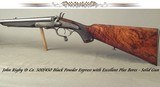 RIGBY 500/450 BPE- LISTED w/ CONSECUTIVE # 577/500- EXC PLUS BORES- 75% ORIG CASE COLOR- SUPER WOOD- BREECH FACE 90% CASE COLOR- 60% ENGRAVE- 45 CAL