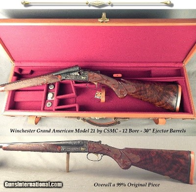 WINCHESTER GRAND AMERICAN MOD 21 by CSMC 12- 97% ENGRAVING COVERAGE w/5 GOLD INLAYS- 30