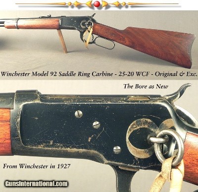 WINCHESTER 1892 S R C- 25-20- 1927- BORE LIKE NEW- ORIG from BUTT to MUZZLE- 20