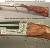 CHAPUIS 450/400 3" N. E.NEWMODEL ELANVERY NICE WOOD95% FLORAL ENGRAVING & GAME SCENEREMOVABLE BLOCKS in RIB for SCOPE MOUNTS or RED DOT