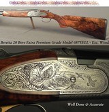 BERETTA 20 BORE 687 EXTRA PREMIUM GRADE- UNFIRED- SIDEPLATES with GAME BIRD ENGRAVING- EXC PLUS WOOD- 28