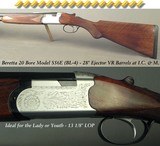 BERETTA 20
1966 MOD S56E (BL 4)
IDEAL for the LADY or YOUTH with a 13 1/8" LOP
28" V R Bbls. at I. C. & M.
SNST
70% HAND CUT ENGRAVING
5 Lbs. 1