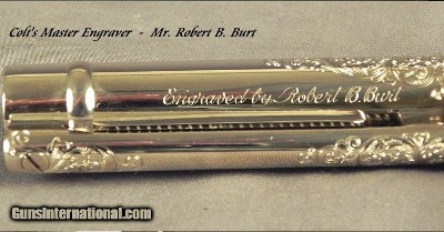 COLT .45 FACTORY ENGRAVED from COLT'S CUSTOM SHOP with 80% COVERAGE by COLT MASTER ENGRAVER ROBERT BURT- FACTORY IVORY GRIPS- NICKEL FINISH - SOLD - Image 9 of 12