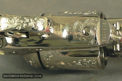 COLT .45 FACTORY ENGRAVED from COLT'S CUSTOM SHOP with 80% COVERAGE by COLT MASTER ENGRAVER ROBERT BURT- FACTORY IVORY GRIPS- NICKEL FINISH - SOLD - Image 5 of 12