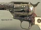 COLT .45 FACTORY ENGRAVED from COLT'S CUSTOM SHOP with 80% COVERAGE by COLT MASTER ENGRAVER ROBERT BURT- FACTORY IVORY GRIPS- NICKEL FINISH- UNFIRED - 2 of 12