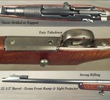 EVANS 6.5 x 54 MS PRE-WAR TAKEDOWN CASED- A 1903 MANNLICHER RIFLE FINISHED & SOLD by EVANS- LONDON PROVED- NEVER DRILLED or TAPPED- ORIG TRUNK CASE - 4 of 6