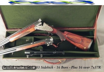 MERKEL 1957 MOD 203E SIDELOCK 16 BORE - EXTRA Bbl. 16 over 7x57R - FACTORY CLAW MOUNTS & ZEISS 1.5x6 - 14 5/8