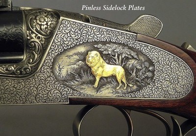 HEYM 375 H&H SIDELOCK MODEL 88 B DELUXE with GOLD INLAYS - LIKE BUYING it NEW - UPGRADE WOOD - 100% HAND CUT ENGRAVING by MASTER HENDRIK FRUEHAUF-SOLD - Image 3 of 7