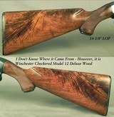 WINCHESTER MODEL 12 FEATHERWEIGHT with a AAA DELUXE WINCHESTER CHECKERED BUTTSTOCK -OVERALL ORIG BLUE at 99% -THE WOOD at 97% -TOTALLY APPEARS UNFIRED - 2 of 5
