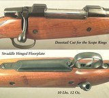 CZ 375 H&H - MODEL CZ 550 SAFARI CLASSICS - DOUBLE SQUARE MAGNUM LENGTH FLAT TOP RECEIVER with DOVETAIL CUTS - CONTROLLED ROUND FEED - 14 1/2