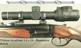 CHAPUIS LEFT HAND 375 H&H - MODEL IPHISI CLASSIC - VERY NICE WOOD - CASE COLORED FRAME - PIVOT MOUNTS - TRIJICON 1-6x24 SCOPE - 25 5/8