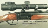 CHAPUIS LEFT HAND 375 H&H - MODEL IPHISI CLASSIC - VERY NICE WOOD - CASE COLORED FRAME - PIVOT MOUNTS - TRIJICON 1-6x24 SCOPE - 25 5/8