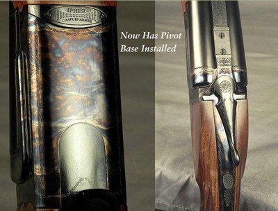 CHAPUIS LEFT HAND 375 H&H - MODEL IPHISI CLASSIC - VERY NICE WOOD - CASE COLORED FRAME - PIVOT MOUNTS - TRIJICON 1-6x24 SCOPE - 25 5/8