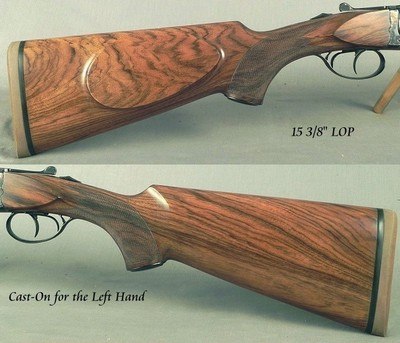 CHAPUIS LEFT HAND 375 H&H - MODEL IPHISI CLASSIC - VERY NICE WOOD - CASE COLORED FRAME - PIVOT MOUNTS - TRIJICON 1-6x24 SCOPE - 25 5/8