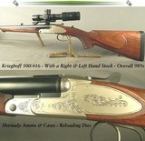 KRIEGHOFF 500/416 - FACTORY RIGHT & LEFT HAND STOCKS - HORNADY AMMO-CASES - C&H DIES - QD PIVOT MOUNTS - ZEISS SCOPE - OVERALL 98% CONDITION - NICE