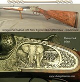 HEYM 470 N.E. SIDELOCK MODEL 88 B DELUXE with GAME SCENES - LIKE BUYING it NEW - UPGRADED WOOD - 90% HAND CUT ENGR with AN ELEPHANT TOP LEVER - SOLD - Image 1 of 9