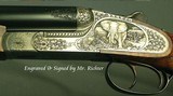HEYM 470 N.E. SIDELOCK MODEL 88 B DELUXE with GAME SCENES - LIKE BUYING it NEW - UPGRADED WOOD - 90% HAND CUT ENGR with AN ELEPHANT TOP LEVER - SOLD - Image 8 of 9