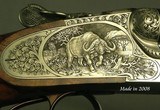 HEYM 470 N.E. SIDELOCK MODEL 88 B DELUXE with GAME SCENES - LIKE BUYING it NEW - UPGRADED WOOD - 90% HAND CUT ENGR with AN ELEPHANT TOP LEVER - SOLD - Image 3 of 9