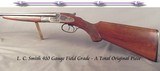L. C. SMITH 410 BORE FIELD GRADE - TOTALLY ORIGINAL CONDITION - MADE in 1947 - 90% ORIGINAL CASE COLORS - 85% ORIGINAL BARREL BLUE - 26