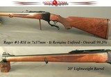 RUGER #1-RSI 7x57mm INTERNATIONAL - UNFIRED - THE OVERALL BLUE IS 100% - THE WOOD is 99.5% with a COUPLE OF MINOR MARKS - FULL LENGTH MANNLICHER STYLE