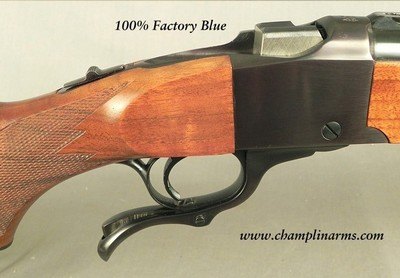 RUGER #1-RSI 7x57mm INTERNATIONAL - UNFIRED - THE OVERALL BLUE IS 100% - THE WOOD is 99.5% with a COUPLE OF MINOR MARKS - FULL LENGTH MANNLICHER STYLE - Image 2 of 4