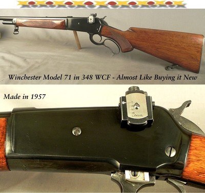 WINCHESTER MODEL 71 DELUXE - 1957 - BARREL BLUE 100% - RECEIVER BLUE - 99% - WOOD 98% - BORE as NEW - SLING SWIVELS - PEEP SIGHT - SUPER NICE! - Image 1 of 6