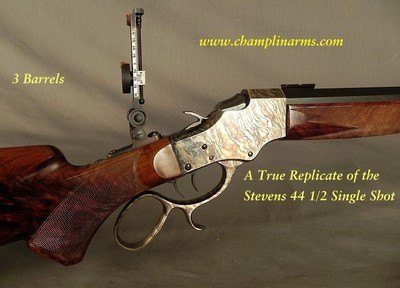 CPA RIFLE by PAUL SHUTTLEWORTH - REPLICATE STEVENS 44 1/2 SINGLE SHOT w/ 3 Bbls. - SILHOULETTE MODEL - DELUXE WOOD - .45-90 & .40-65 Win. & 22 LR - Image 2 of 10