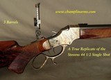 CPA RIFLE by PAUL SHUTTLEWORTH - REPLICATE STEVENS 44 1/2 SINGLE SHOT w/ 3 Bbls. - SILHOULETTE MODEL - DELUXE WOOD - .45-90 & .40-65 Win. & 22 LR - Image 2 of 10