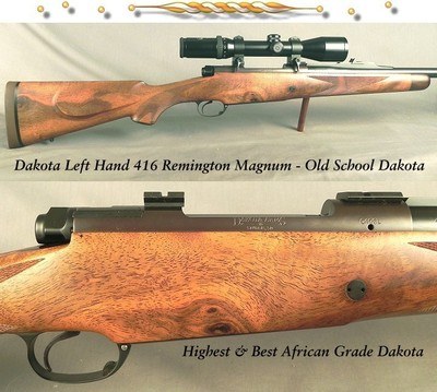 LEFT HAND DAKOTA 416 REM. MAG AFRICAN BEST GRADE - UNFIRED - EARLIER DAKOTA - SCHMIDT & BENDER 1.5 x 6 - 1/4 RIB with a FIXED STANDING SIGHT - 100% - Image 1 of 5