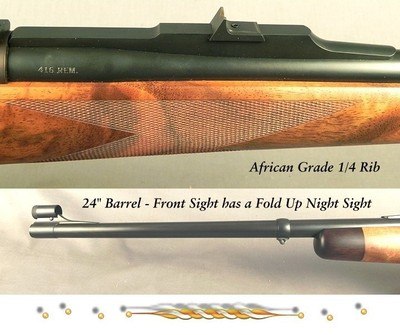 LEFT HAND DAKOTA 416 REM. MAG AFRICAN BEST GRADE - UNFIRED - EARLIER DAKOTA - SCHMIDT & BENDER 1.5 x 6 - 1/4 RIB with a FIXED STANDING SIGHT - 100% - Image 5 of 5
