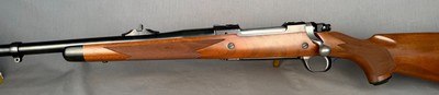 Ruger M77 Hawkeye Hunter LEFT HAND Threaded in 375 Ruger  LIKE NEW 100% WOOD 100% Checkering 100% Blue - Image 1 of 12