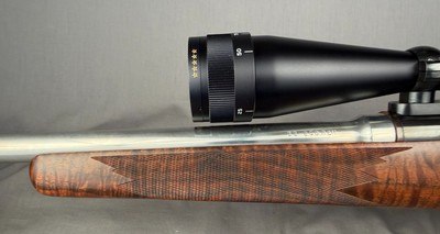 Savage Action Custom Rifle Left Hand in 22-250 REMINGTON 22In Barrel Beautiful Wood BSA Platinum Scope 6-24x - Image 3 of 12