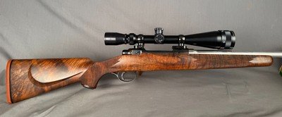 Savage Action Custom Rifle Left Hand in 22-250 REMINGTON 22In Barrel Beautiful Wood BSA Platinum Scope 6-24x - Image 1 of 12