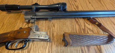 HEYM 55 7X57R/12gauge 1952 Engraved Combination Gun with Factory Mounted Variable Scope - Image 6 of 7