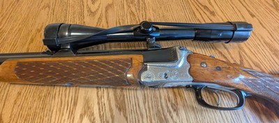 HEYM 55 7X57R/12gauge 1952 Engraved Combination Gun with Factory Mounted Variable Scope - Image 3 of 7
